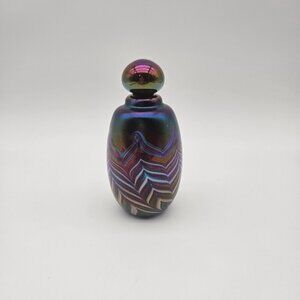Vintage 1982 Joel Bloomberg Iridescent Purple Blue Perfume Bottle Signed & Dated